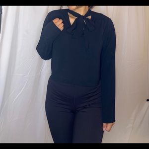 Small free people business casual blouse in black